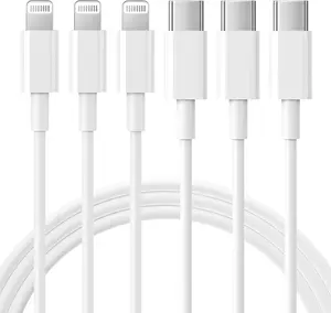 USB C to Lightning Cable 3Pack 6FT iPhone Fast Charger Cable USB-C Power Delivery Charging Cord for iPhone 14/13/12/11/XS/XR/X/8/iPad, White