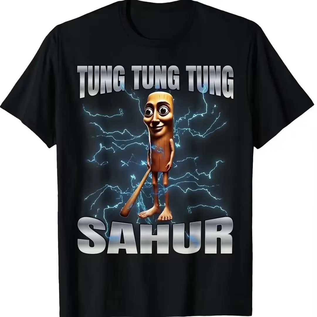 Unisex 100 Percent Cotton Graphic Tee Featuring Tung Tung Tung Sahur Theme for Women summerwins