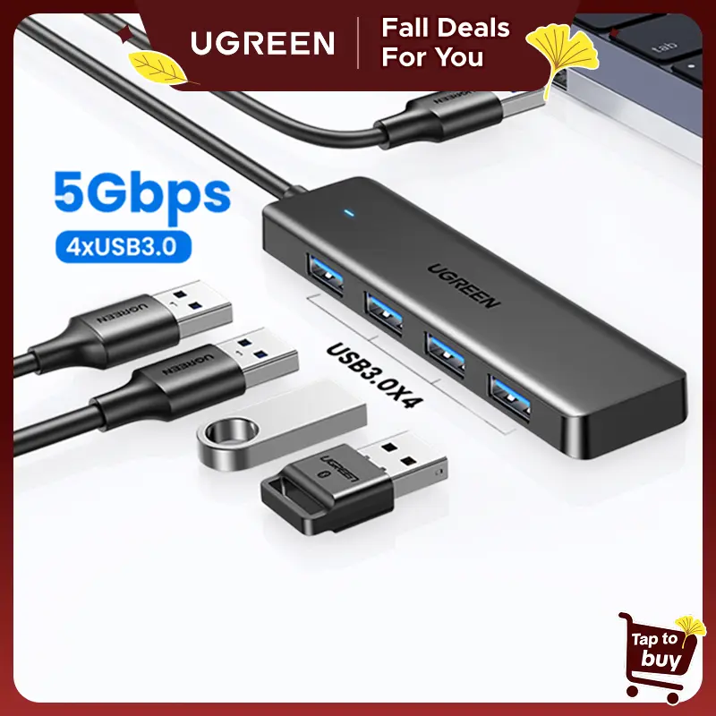 UGREEN 5Gbps Speed Ultra-Slim 4-Port USB A/USB C Splitter Adapter - 5V 2A, Type C Ports, Desk Accessories, Compatible with PS5, Xbox, Mouse, Keyboard, Flash Drive, TikTok Shop Fall Deals for You