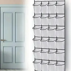 Wall-Mounted Shoe Rack Organizer, 14/24 Grid Storage Shelf with Mesh Pockets, Transparent Hanging Door Box, Home Organization Essentials, Closet Shoe Organizer