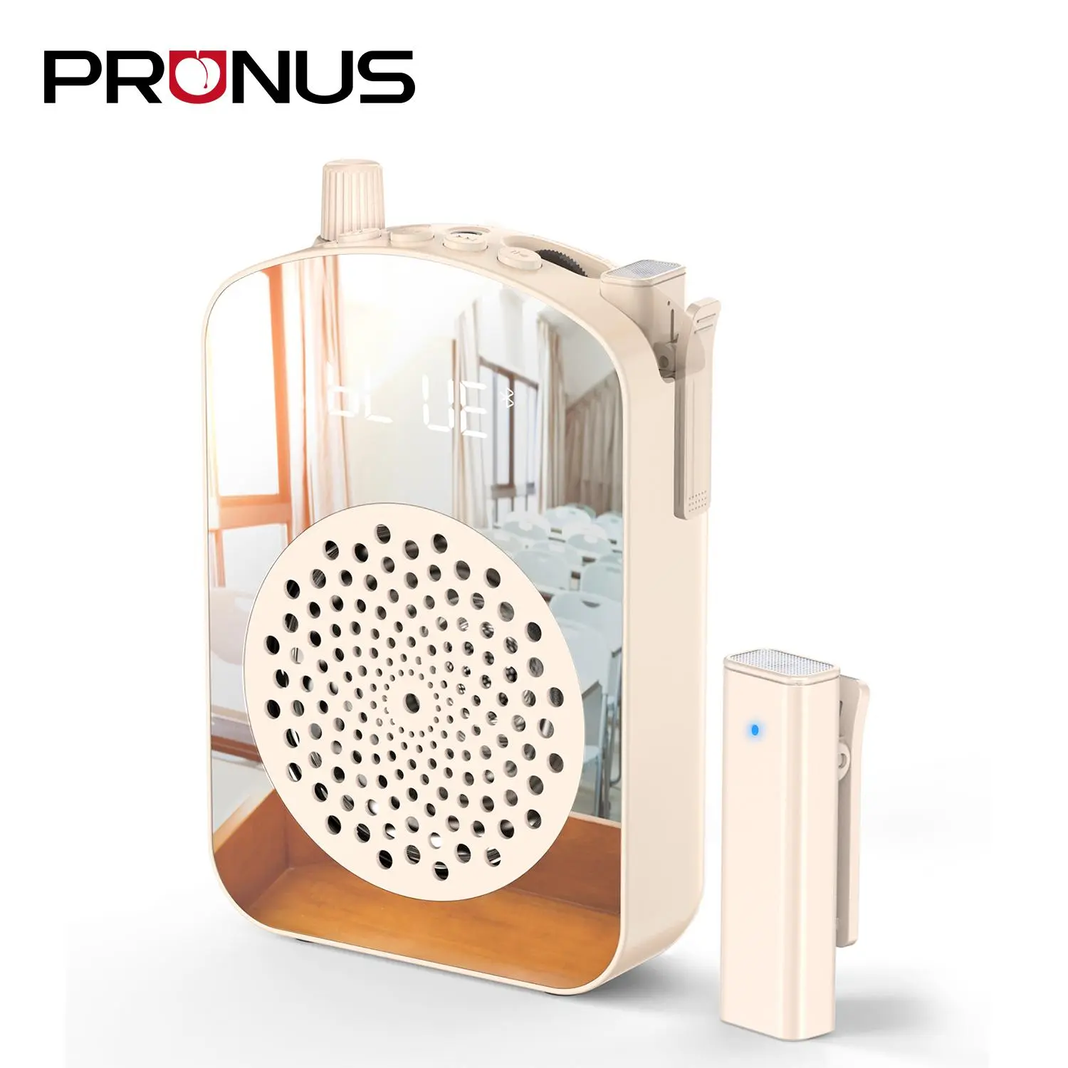 PRUNUS A10 Voice Amplifier Wireless with Lapel Microphone Charging&Storage,Portable Voice Amplifier for Teacher with Microphone Headset and Speaker,Mini Voice Amplifier for Classroom,Speech,Training-Beige Audio Handy Wired Smartphone