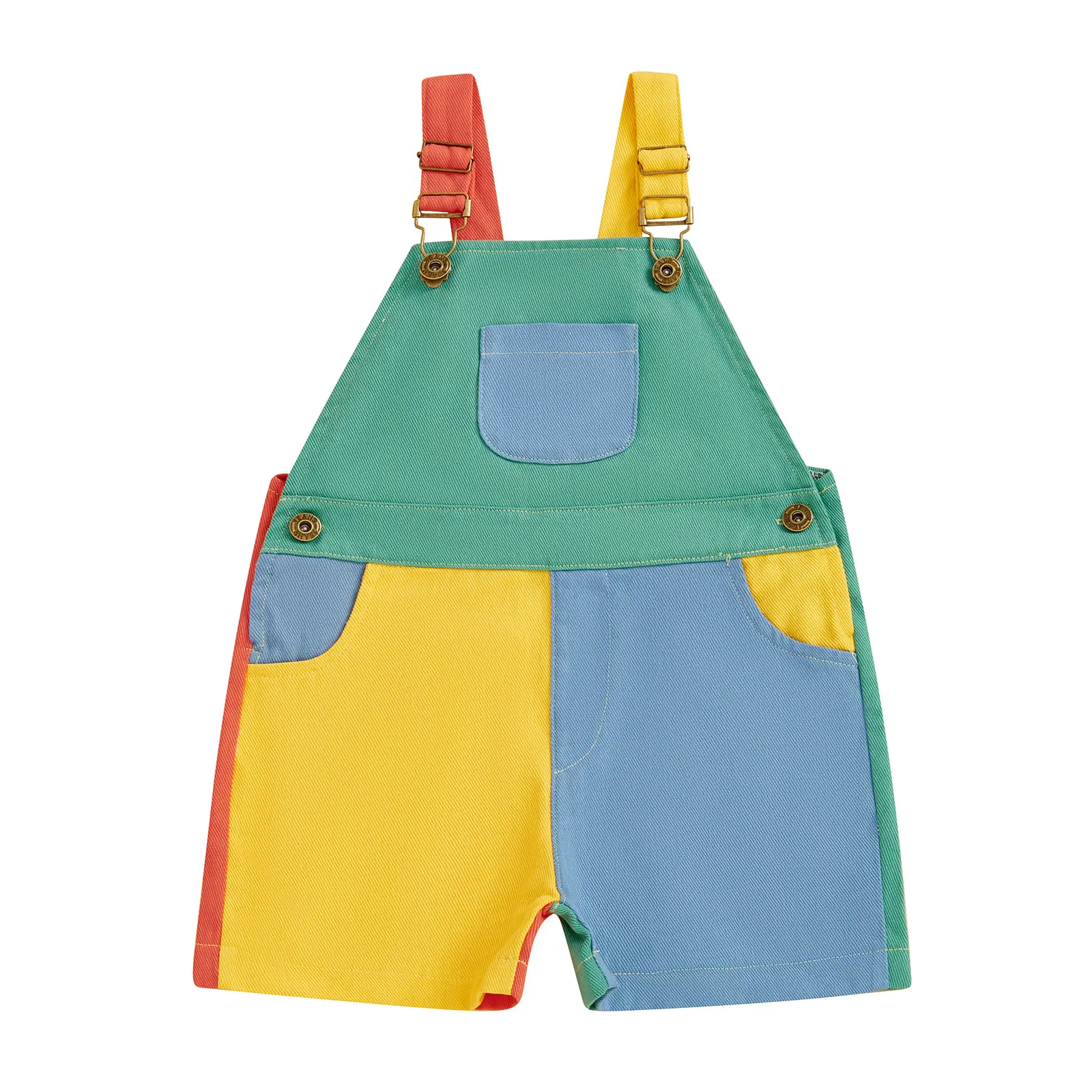 Toddler Boy Girl Overalls Shorts Contrast Color Sleeveless Suspender Romper with Adjustble Shoulder Strap