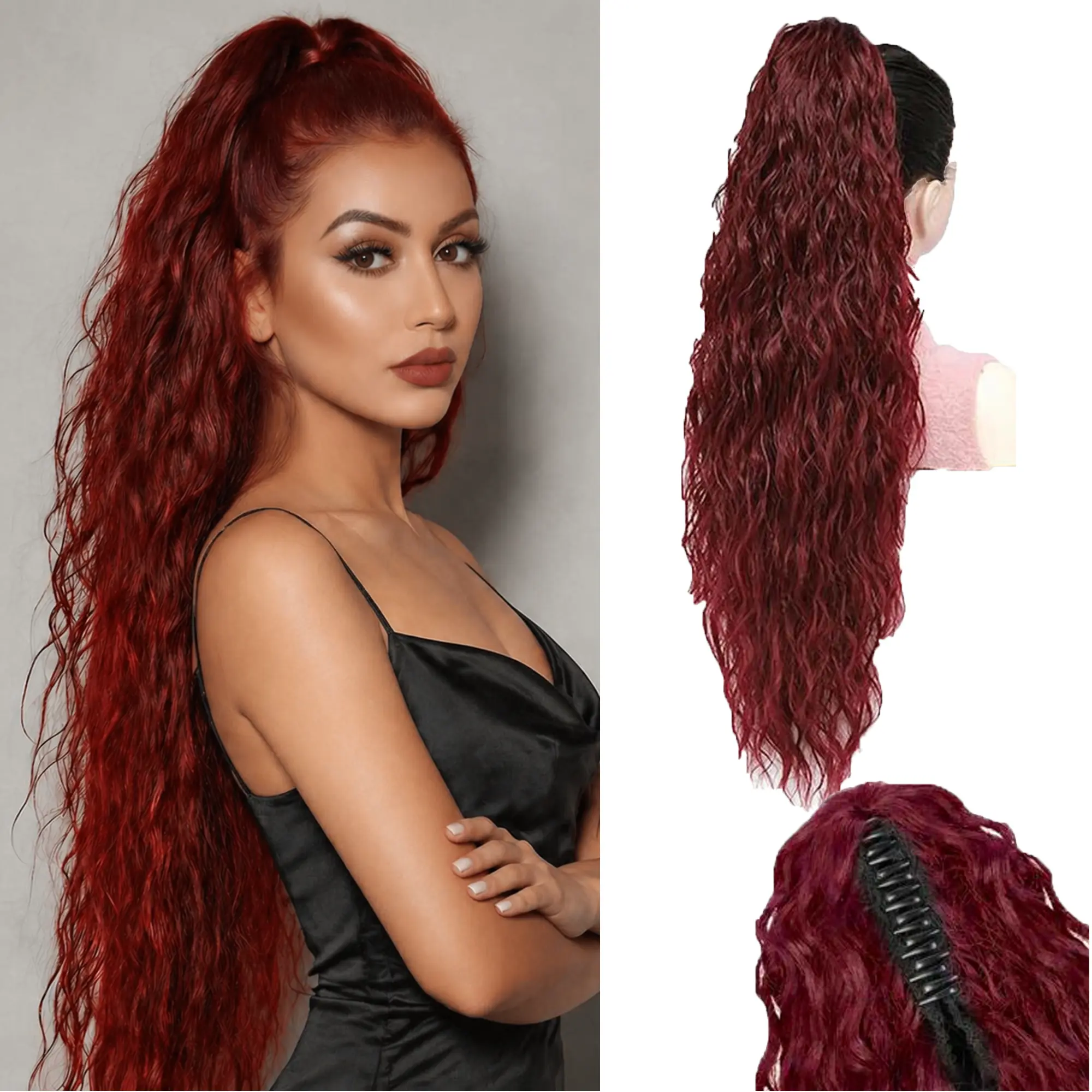 Curly Wavy Claw Clip in Pony Tail Hair Extensions Ponytail 30 Inches Long Curly Clip in Hair Extensions Hair Pieces for Women Party Daily Use