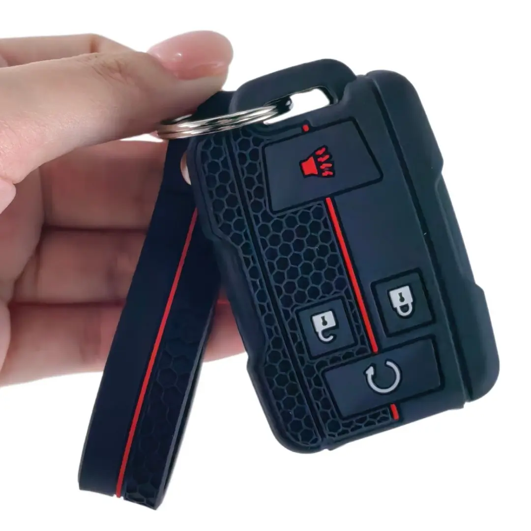 Key Cover with keychain, Car Key Protector, Car Key Accessory, Compatible with Certain Models, Colorado And Silverado, Remote Control Protection for GMC Vehicles, Made of Silicone, Shockproof And Wear-Resistant, Precisely Fits