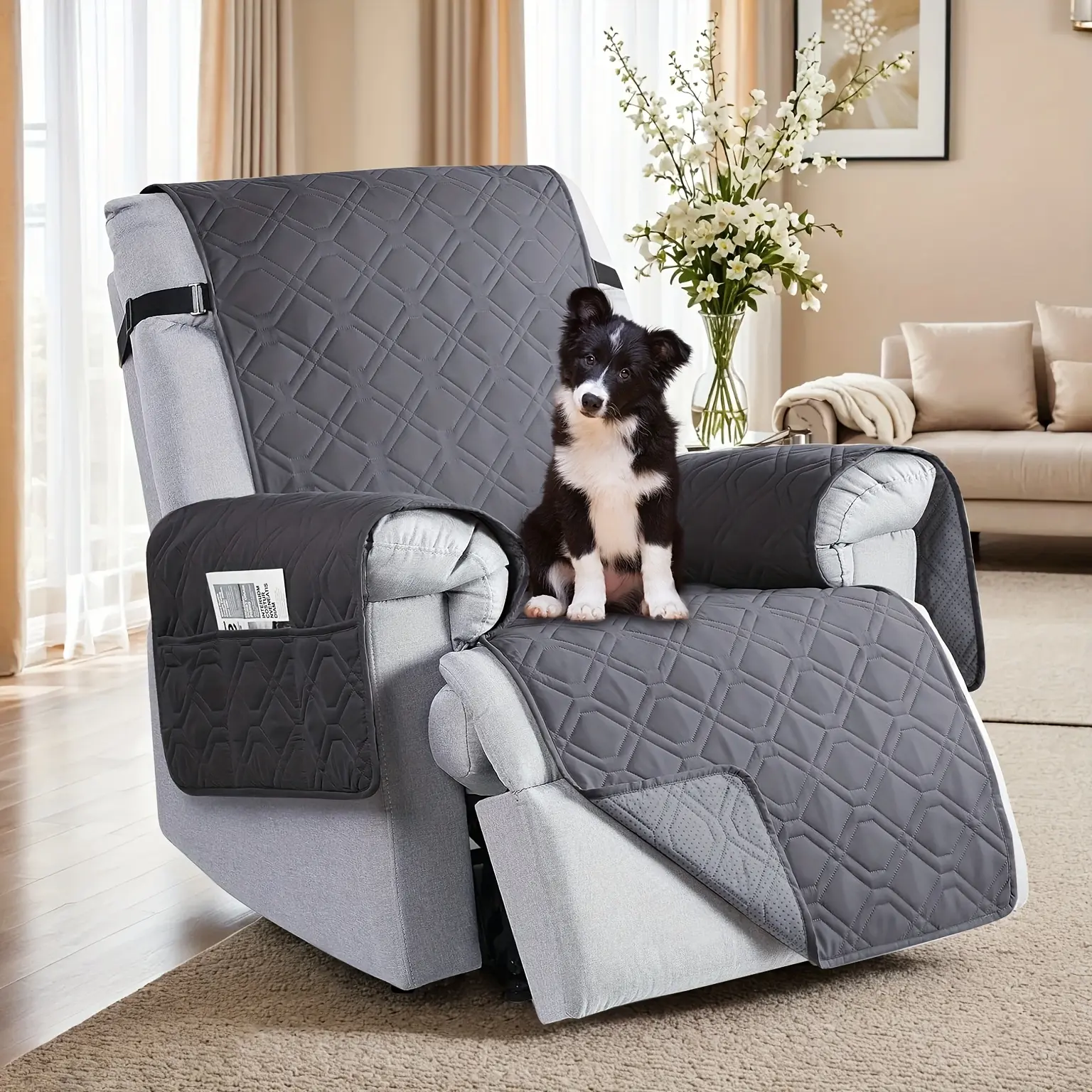 Couch Cover, Waterproof Non-Slip Hook Flower Sofa Protector, Machine Washable Recliner Cover, Pet Furniture Cover, Home Decoration