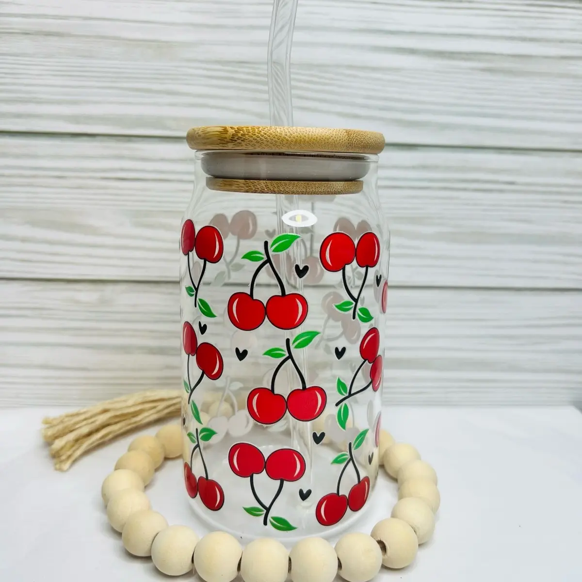 Cherry glass cup 16oz
