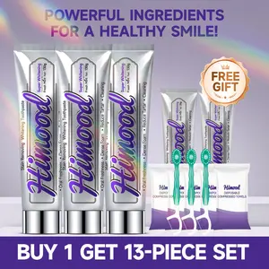 HIMOOD Buy 1 Get 13-Piece Set Fast-Acting Brightening Toothpaste with Grape Seed Extract for Daily Use Fights Surface Stains Provides Antioxidant Protection for Oral Health