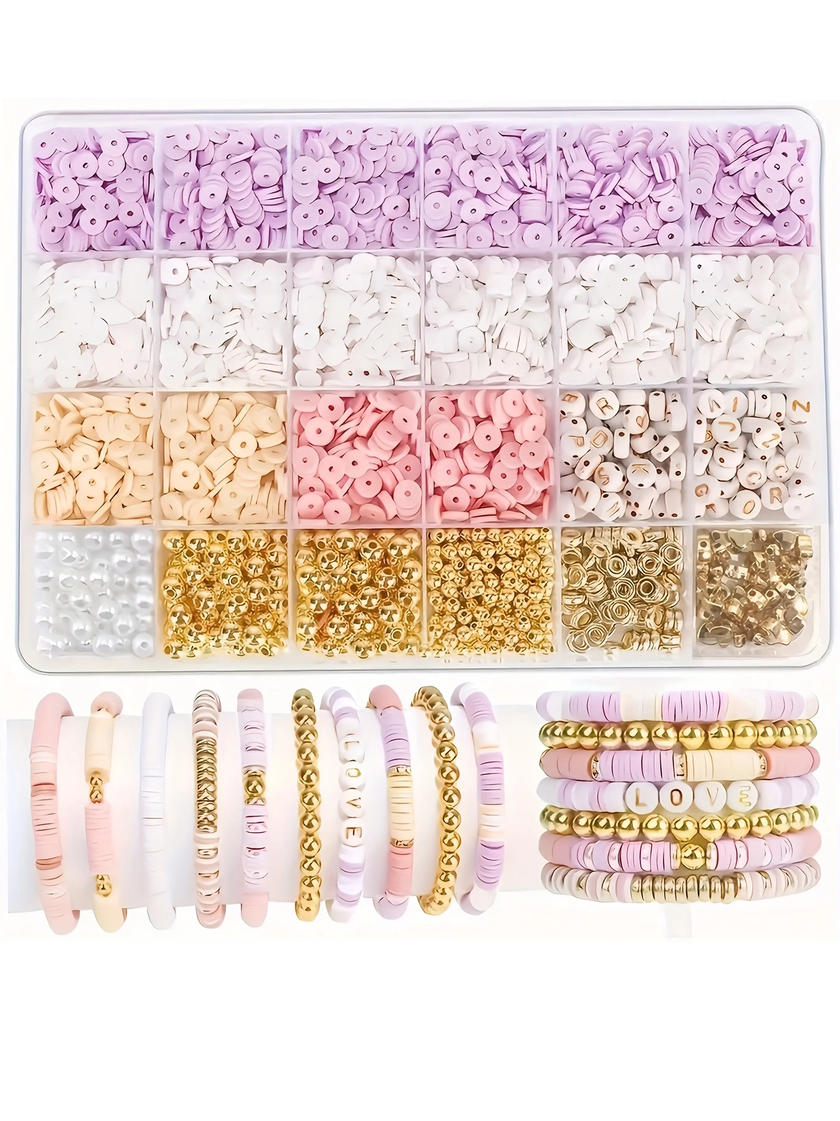 4000pcs Boho Style Clay Bead Bracelet Making Kit, DIY Jewelry Making, DIY Beads, DIY Friendship Bracelets in Random Colors, Elegant Round Soft Clay Materials