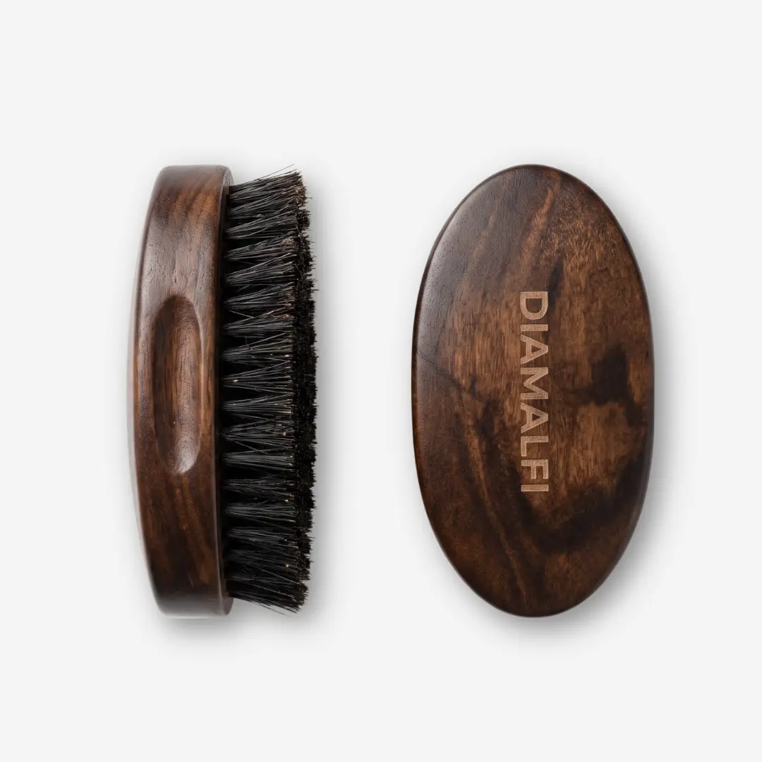 DIAMALFI Walnut Beard Brush – Boar Bristle Beard Brush for Men, Beard Grooming, Styling, Smoothing & Daily Care