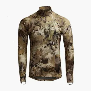 Camo Quarter Zip Pullover | Outdoor Hunting Performance Top No Pocket