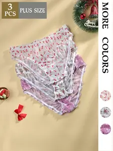 Women's Sexy Aesthetic Underwear Set, Cherry/bloom Butterfly Floral Print Design, Breathable Lightweight Fabric, Natural Waist Fitted Style