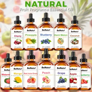 Benatu Pure Fruit Fragrance Oils - Flavors Include Peach, Grape, Mango, Cherry, Strawberry, And Pineapple - Great Gift Suggestion - Perfect for Aroma Diffusers And Humidifiers - 12*60ML