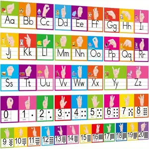 Alphabet Line Bulletin Board Set, 16pcs/set ABC Number 0-20 Wall Decorations, Educational Supplies for School Classroom Homeschool, Classroom Supplies Charts
