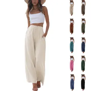 Tanming Viral 2026 Palazzo Pants for Women - Beach to Street Wide Leg + Pockets | Lightweight Summer Trousers Maxi Style Womenswear Chic Comfy Basic Minimalist Bottom