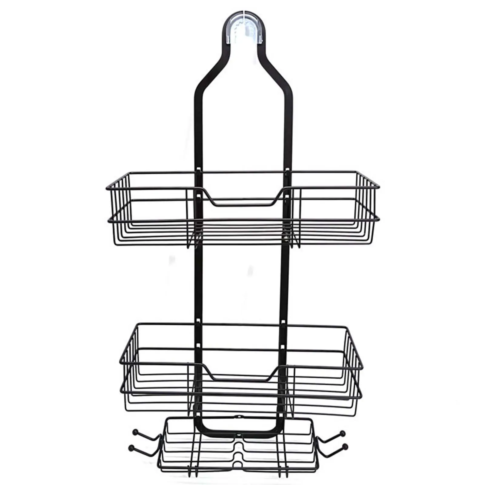 Metal Frame Traditional Multi-Tiered Hanging Shower Caddy, Rustproof Bathroom Organization Bathing Accessory, No-Drill Wall-Mounted Suction Shelf for Shampoo, Soap, Toiletries, Space-Saving Bathroom Organizer