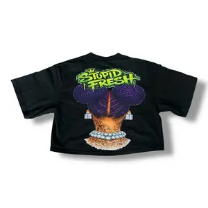 Women's Stupid Fresh Black T-Shirt with Bold Graphic Design and Unique Artwork