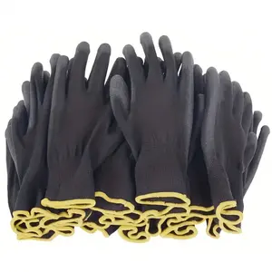 10-30piece black nylon gloves, Garden Gloves, Protective Glove, palm non-slip PU coating-durable, Heavy Duty, lead-free, suitable for lawn care and outdoor use, protecting hands.