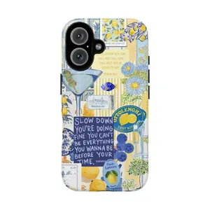 Colorful Inspirational Quote Tough Phone Case, Phonecover with Floral and Lemon, Gift for her for him, Gift