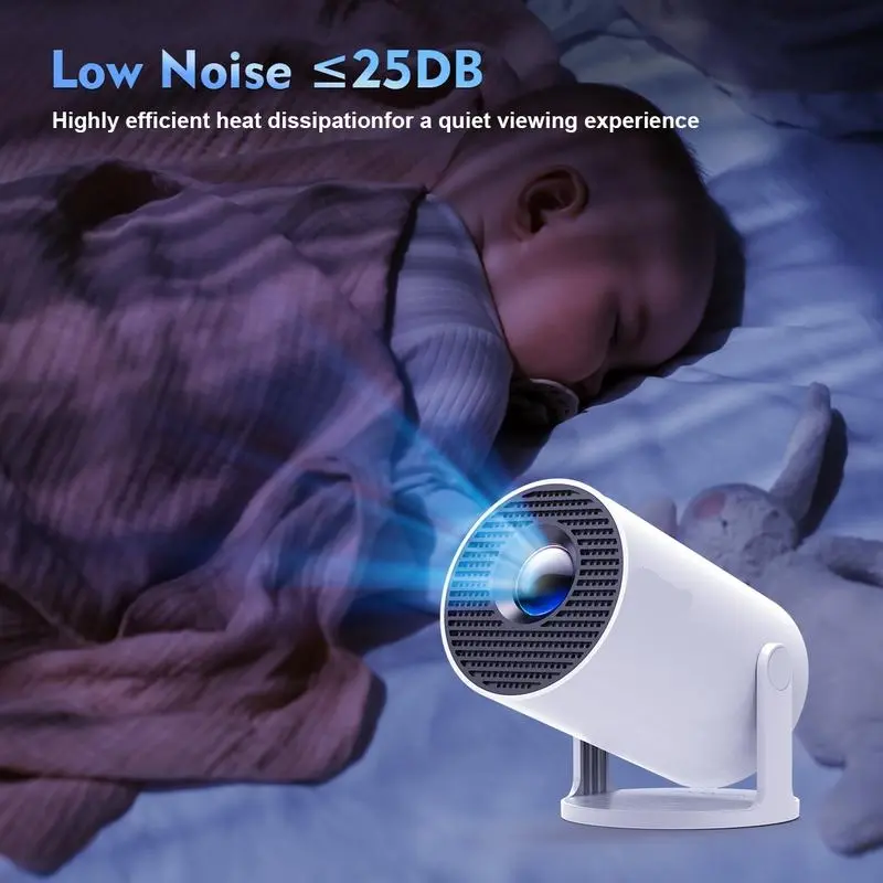 HY300 Pro+ Portable HD Mini Smart Projector - 290 ANSI Lumens, Native 1280x720p, Android 14 OS, 0.8:1 Short Throw Distance, WiFi 6, BT 5.4, Tabletop Projector Setup, Outdoor & Indoor Watch Party Use