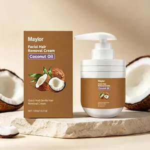 Gentle Face Hair Removal Cream 100g – Coconut Oil Formula for Sensitive Skin – Painless Upper Lip & Chin Care | Maylor