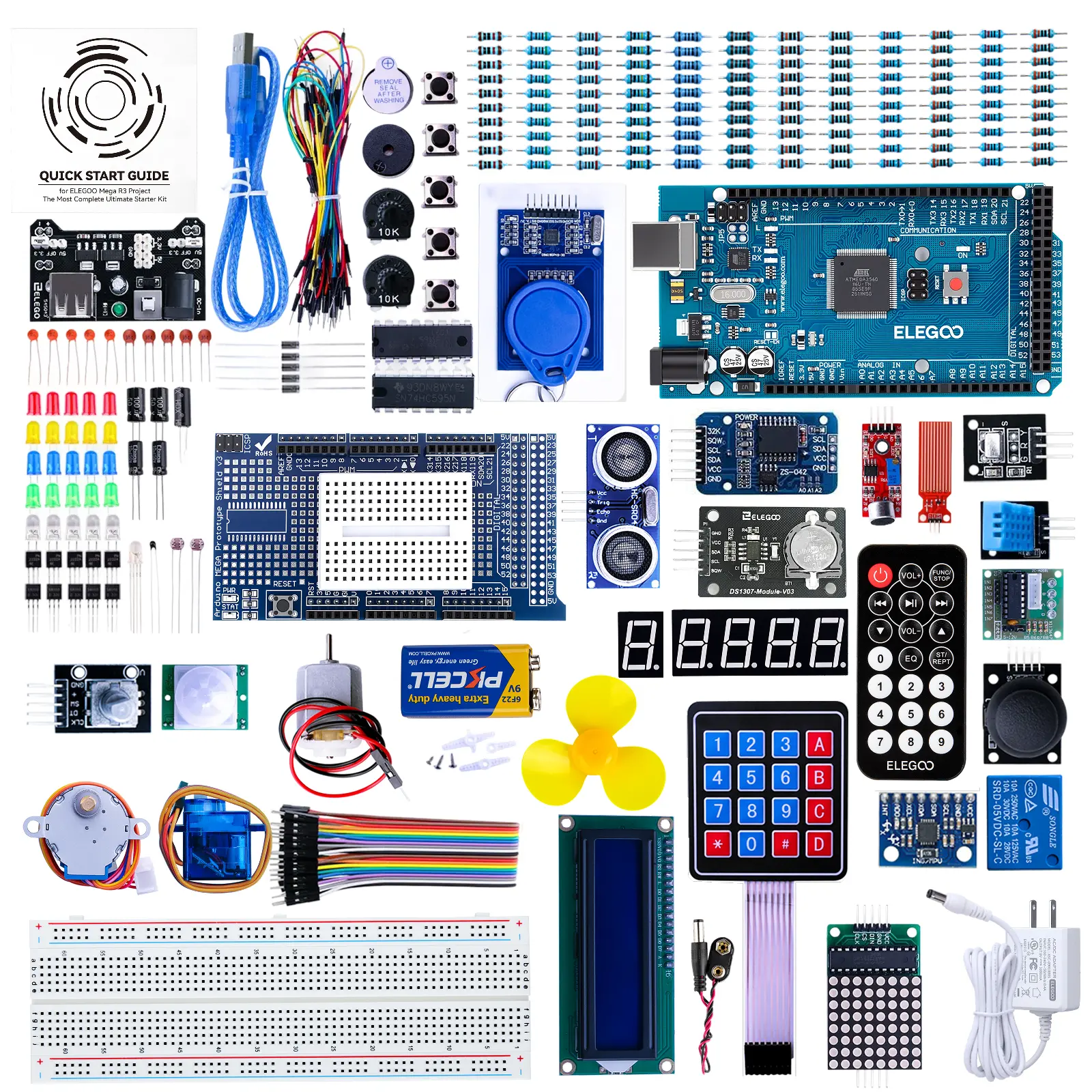 ELEGOO Mega R3 Premium Single Board Computer Starter Kit, GY-521 Sensor, LCD1602 Display, Arduino IDE Compatible, with Step-by-Step Tutorial