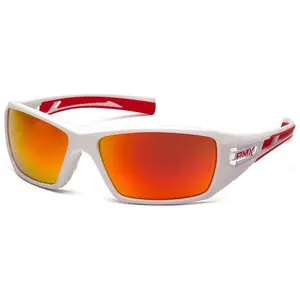 Pyramex Velar Safety Glasses with White/Red Frame and Sky Red Mirror Lens