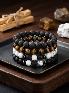 Tiger Eye Bracelet for Men, 8mm Natural Stone, Stretch Adjustable, Crystal Beaded, Casual Jewelry, All Seasons Gift, Beaded Charm Bracelet