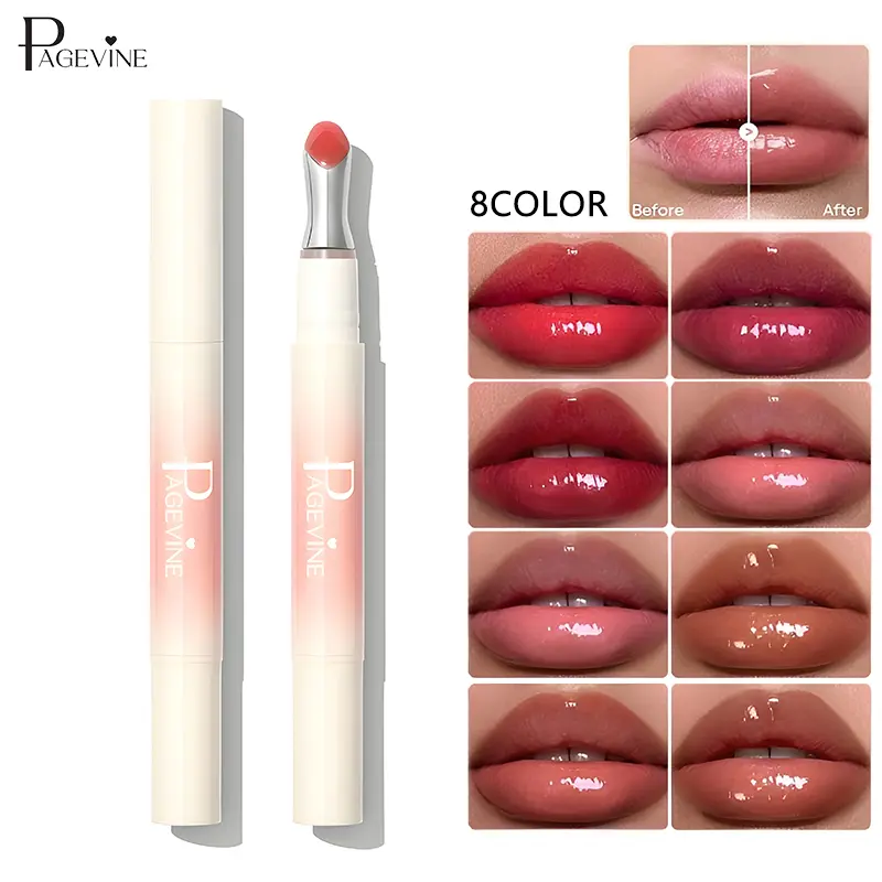 Mirror Water Gloss Lipstick, Long Lasting Moisturizing Lip Gloss with High Shine Glowy Finish, Smooth Liquid Lip Color, Non Drying Formula, 8-Colors Womens Cosmetics Holiday Gift. Radiant Lightweight