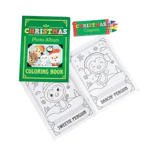 5" x 7" Christmas Paper Coloring Books with 4-Color Crayons for 12