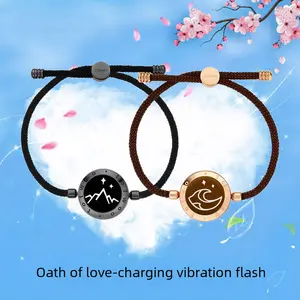 Totwoo Love Oath Couple Bracelet Vibration Intelligent Induction Interactive Long Distance Love Bracelet for Boys and Girls Unisex Touch Gift for Family Boyfriend Girlfriend