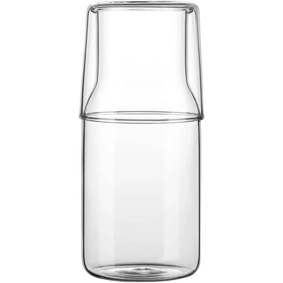 500ml bedside Water Carafe and Glass Set for Bedroom Nightstand, Night Water Carafe Set, Mouthwash Dispenser for Bathroom, Water Carafe set with Cup(17 oz)