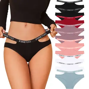 FINETOO Women's Underwear 10 Pack - Sexy Hollow-out Waist Briefs in Assorted Colors, Comfortable & Stylish ,S-XL