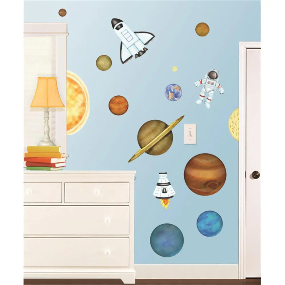 212 MAIN Outer Space Super Jumbo Applique Stickers - Smooth, Peel & Stick Wall Decals, Removable Wallpaper for Home Decor Supplies, Suitable for Flat Surfaces, Flat Surface
