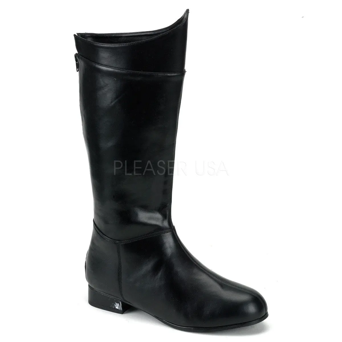Men's Black Synthetic Superhero Boots - 1-in Flat Heel Closed Casual Footwear, Comic Character Statement Shoes for Cosplay, No Zipper, Size L (Mns 12-13), Size S (Mns 8-9)