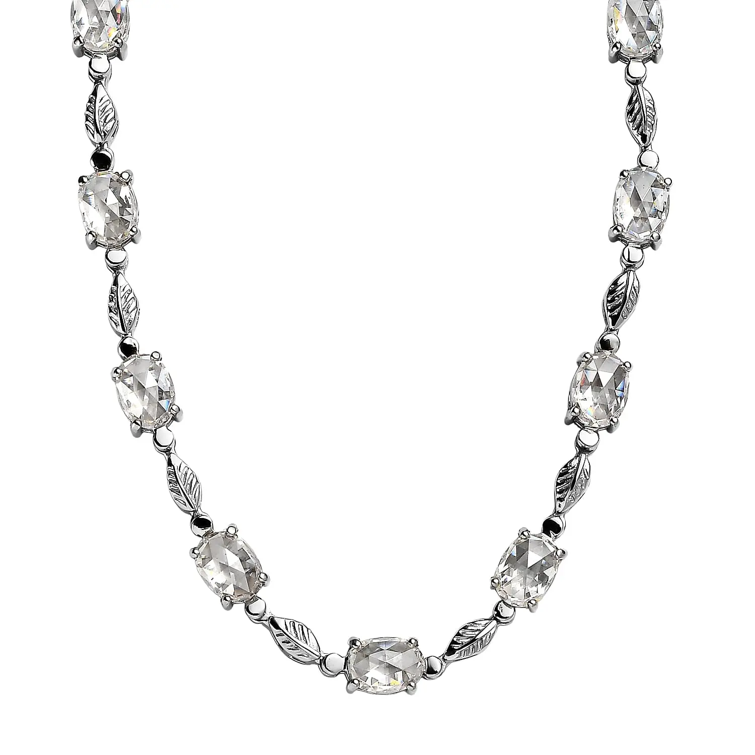 EverTrue Simulated Diamond Dewdrop Leaf Necklace in Stainless Steel 20 Inches