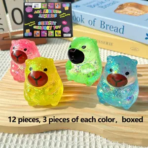 12pcs Capibala Bear Stress Relief Toy, Relieve Anxiety, Slowly Rebound, Soft and Slowly Ascend - Cute Desktop Accessory for Office Workers, Party Gifts, Festival Parties, Perfect Gift Choice
