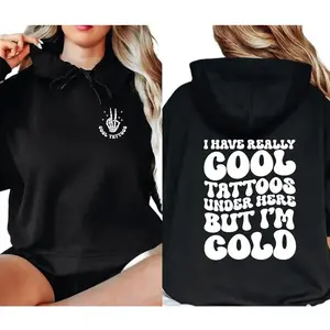 I Have Cool Tattoos But I’m Cold Hoodie, Tattoo Lover Funny Hoodie, Tattoo Humor Unisex Cotton Pullover, Gift for Tattoo Fans