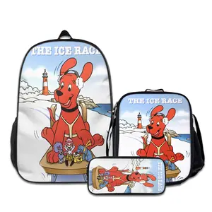 Clifford-the-Big-Red-Dog-3PCS Backpacks for Girls Set, Cute School Backpack for Girls Boys with Lunch Box and Pencil Case, Aesthetic Bookbag for Teens, Lightweight Classic Backpack for Travel, Work, Picnic A-0714