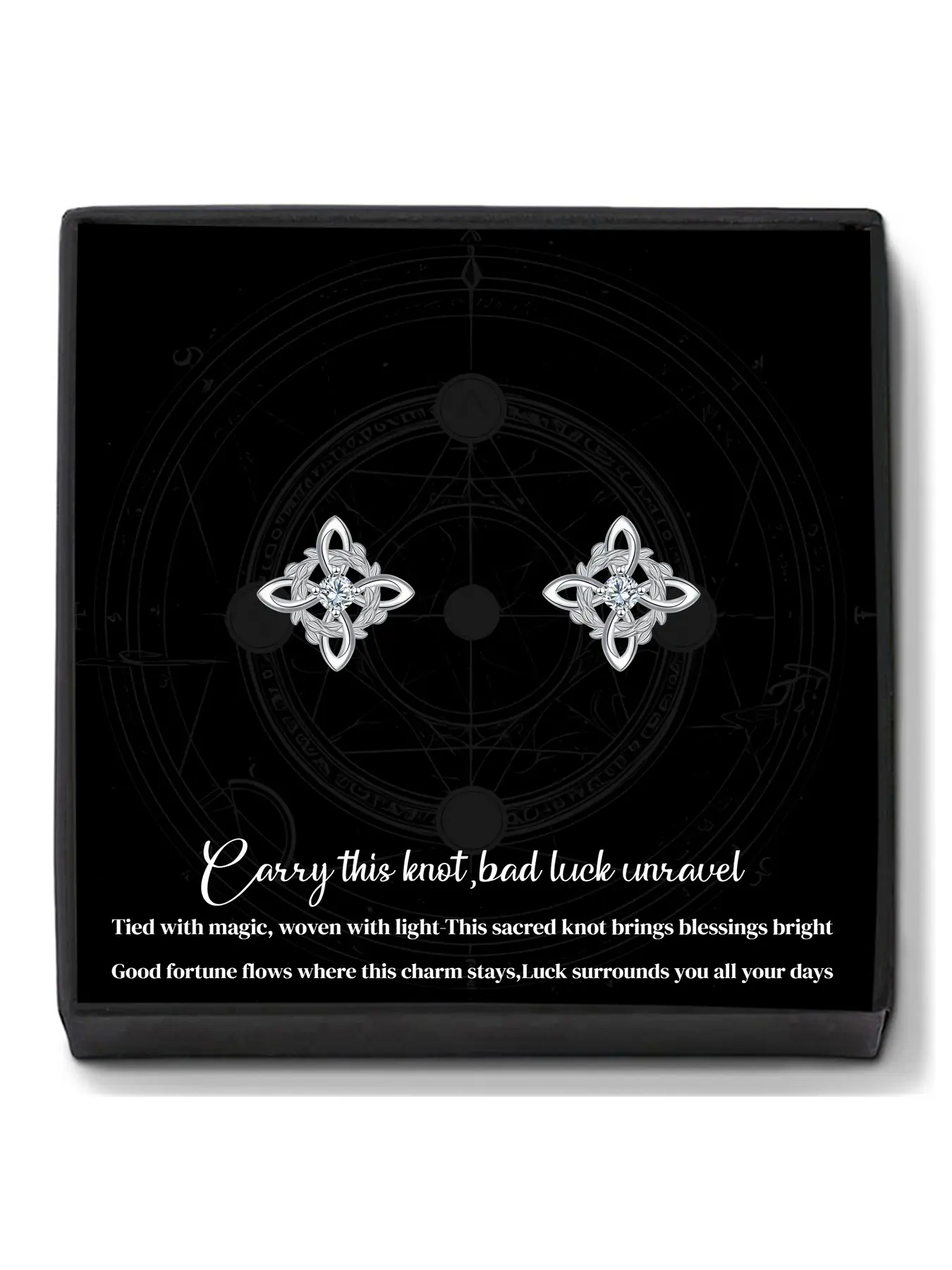 Wreath Witch Knot Stud Earrings With Blessing Message Card, Dainty Hypoallergenic Piercing Studs for Sensitive Ears, Christmas Birthday Jewelry Gift for Women, Witchy Jewelry, Dainty Fashion Jewelry, Versatile Earrings, Fine Studs