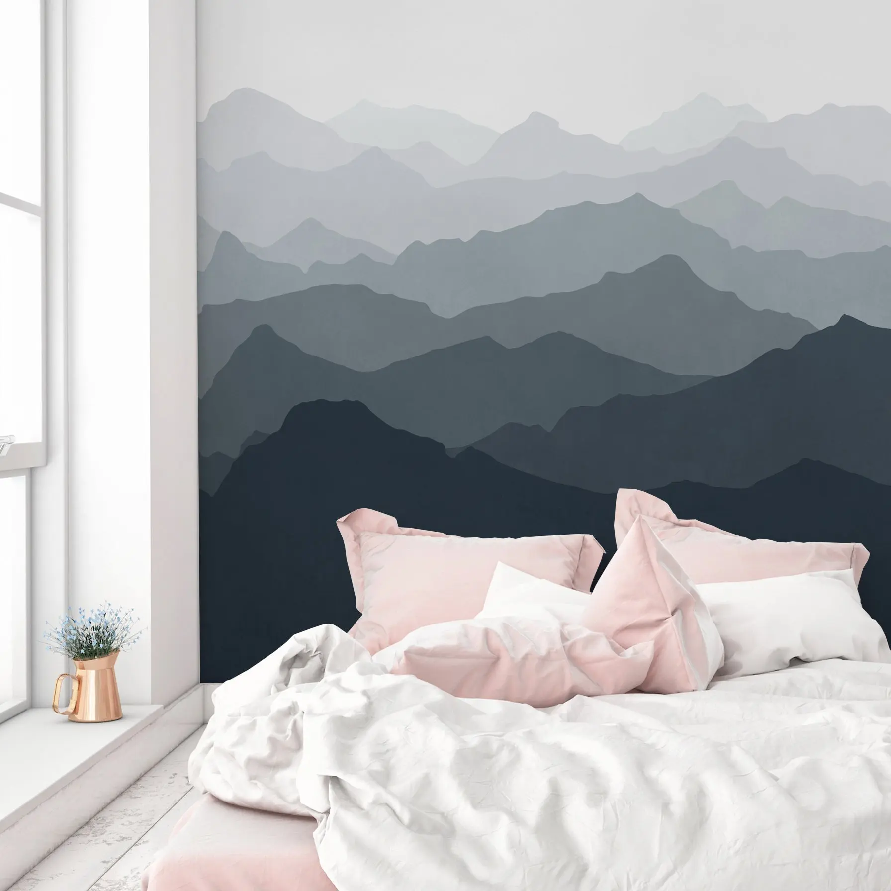Peel and Stick Mountain Wall Mural, Renter-Friendly Temporary Wallpaper for Nursery Decor, Mural Wall Painting with Depth Effect for Indoor Home Improvement Covering