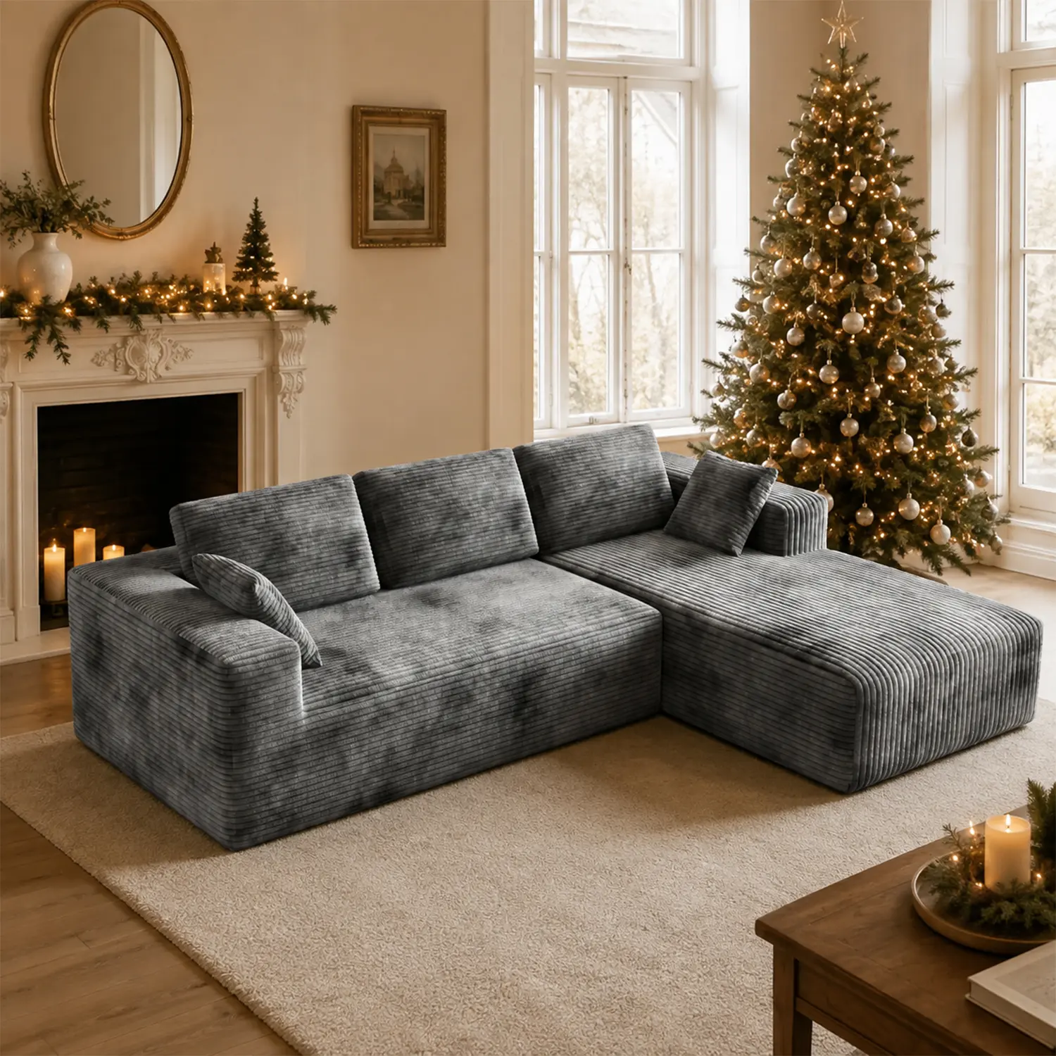 2026 New L-Shaped Modular Recliner Sofa Set, Memory Foam Corduroy Upholstery, Cloud Sectional Couch for Living Room/Bedroom, 6-Color Options, Modern Sofas for Sala, Modern Sofa Set, Sofas Living Room
