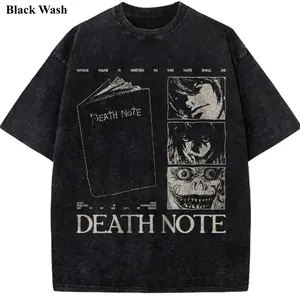 Death Note Vintage Wash Tee, Death Note T-shirt, Anime Graphic Tees, Unisex Shirt, Anime Gift For Fan, Gym Workout Shirt, Menswear Womenswear Crew Neck Oversize Fit Heavy Cotton