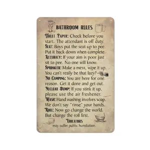 Funny Bathroom Rules AntiqueStyle Metal Sign Vintage Bathroom Rules Wall Art for Toilet Office Decoration 8x12in Thin Metal Wall Decor Aesthetic retro