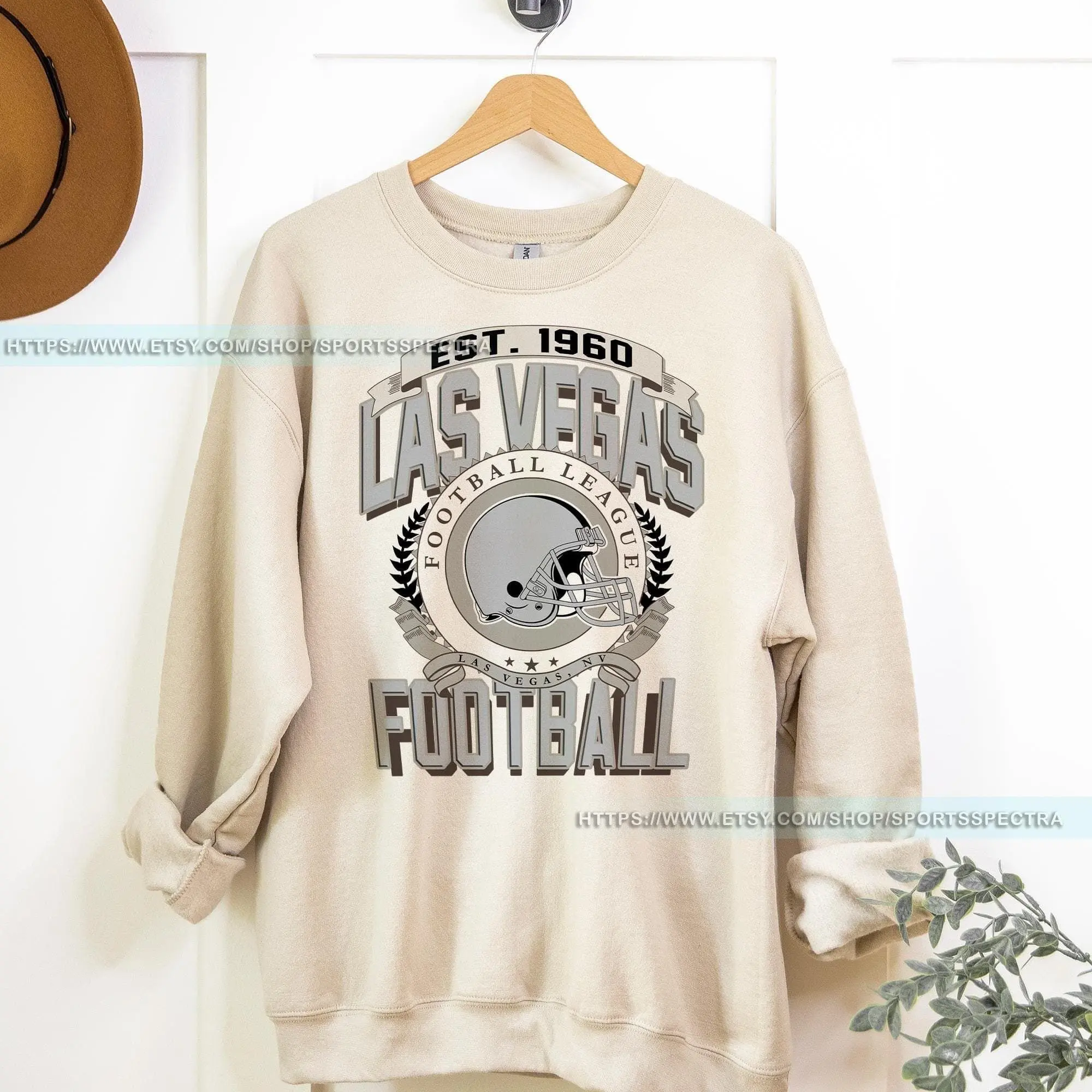 [Sale Up To 50%] Las Vegas Football Vintage Crewneck Sweatshirt, Retro Las Vegas Football Shirt, Las Vegas Football Christmas Fan Gift