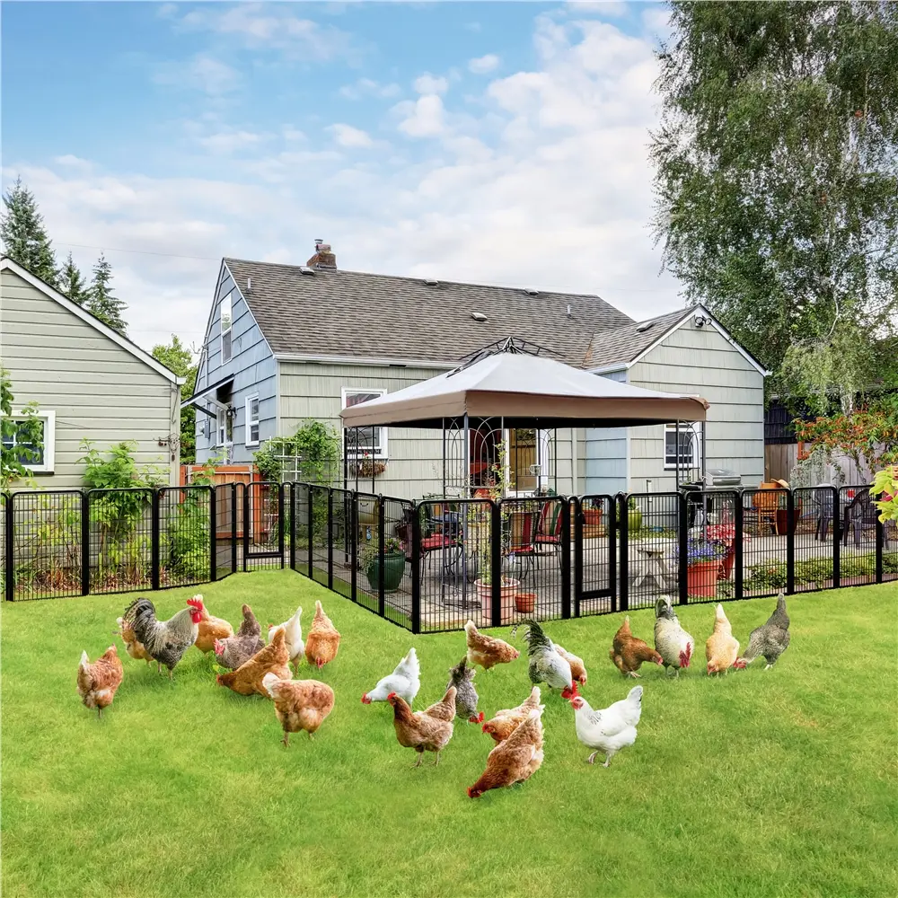 Yaheetech Multi-Size Steel Enclosed Animal Enclosure - Collapsible, Expandable 6/8/12/16/32-Panel Pet Playpen, 25/32/40/47in Outdoor Exercise Barrier Fence for Backyard, Small/Medium Chicken Duck Secure Space, Easy Setup
