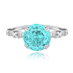 925 Sterling Silver 4 Carat Rose Cut Engagement Ring Sparkling Wedding Band Anniversary Aquamarine Ring