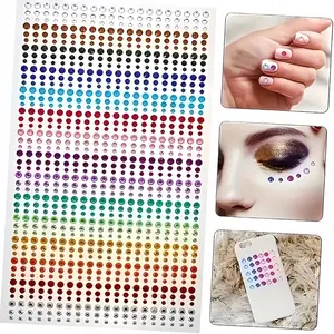 900pcs 15 Colors 3D Self-Adhesive Rhinestone Stickers, Round Shiny Gem Decals for Face Body Nail Art, Party Decorations
