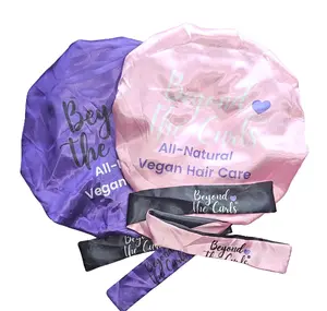 Beyond The Curly Satin Bonnets Elastic Heatless Black Purple Reversible Haircare For Curls Comfortable Night Wear US All-Natural Vegan Hair Care Giant-Size Bonnets with Adjustable Elastic Bands