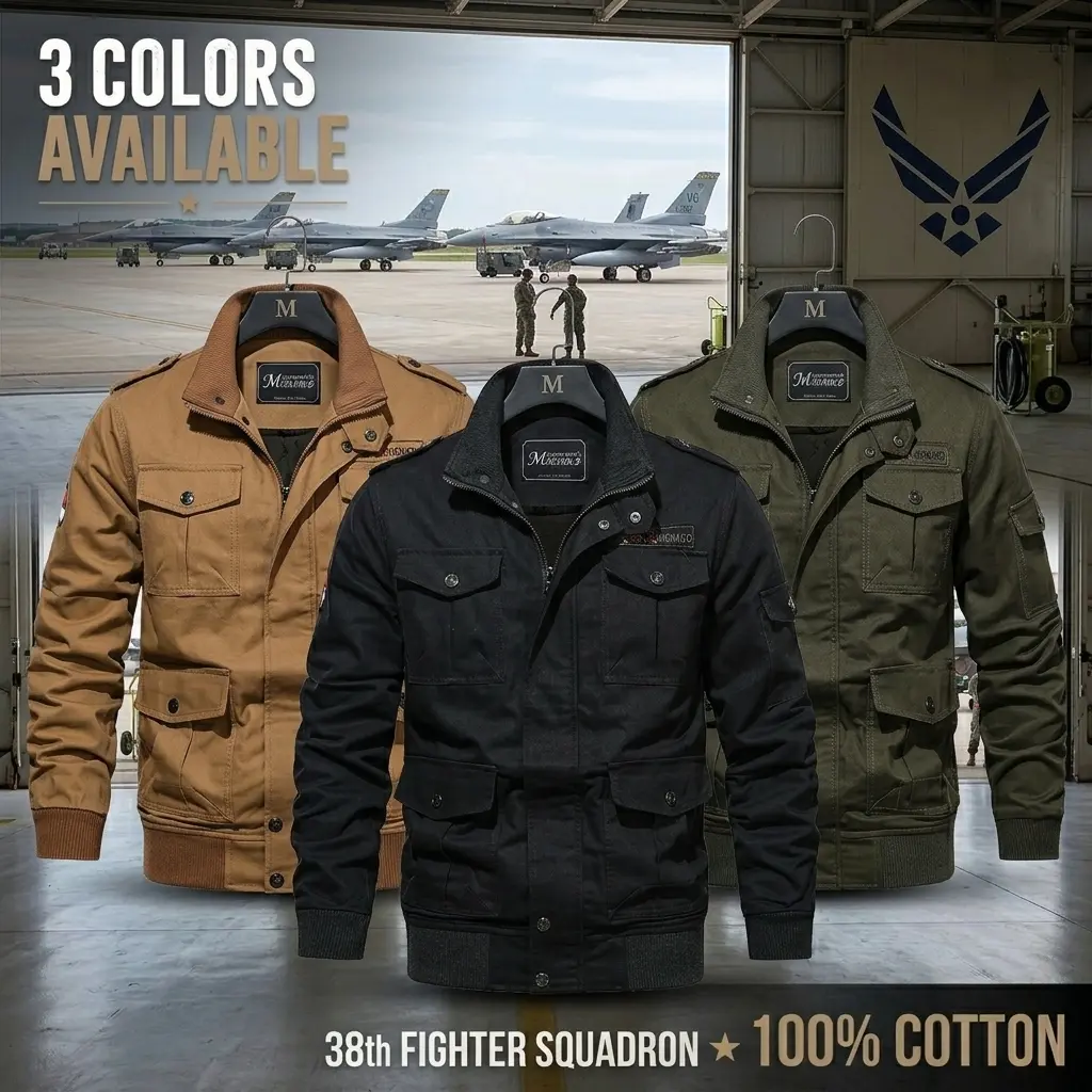 Men’s 100% Cotton Military Jacket, 1 Pack — Tactical Bomber Flight Jacket, Casual Cargo Work Jacket, Outdoor Stand Collar Coat with Multiple Pockets