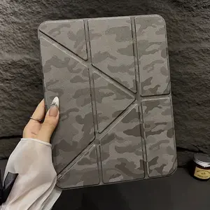 Creative Military Camo Foldable Tablet Case for iPad 11/10 Gen, Pro 11/12.9 Inch, Air 11/13, Anti-Drop Protective Cover, Tablet Casing